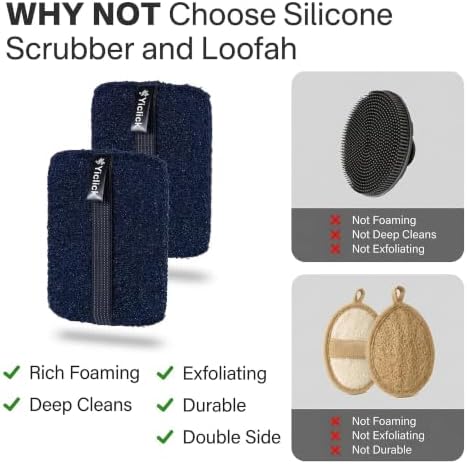 Exfoliating Body Scrubber & Shower Exfoliator – Mens Body Scrubber & Womens Sponge, Exfoliating Washcloth with Handle, Dead Skin Remover Loofah for Men (2 Pack) - Image 3