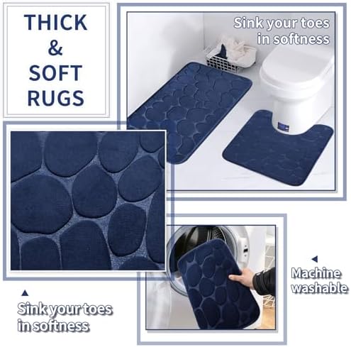 XLHOMO Bathroom Set with Shower Curtain and Rugs- 25PC Blue Bathroom Set - Image 6