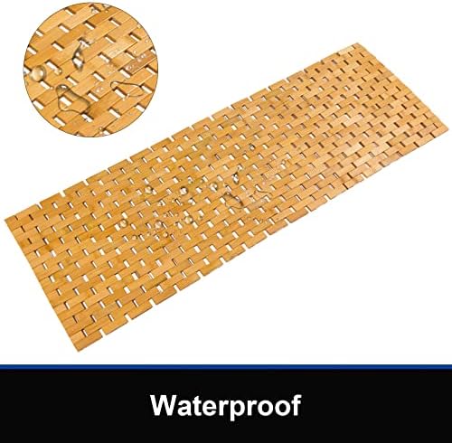 Bambo Bath Mat Bathroom Runner Long Large Rugs Floor Wood Shower Bathtub Waterproof Non Slip Accessories 16x48 Inch Easy to Clean, Natural, 1 pc - Image 2