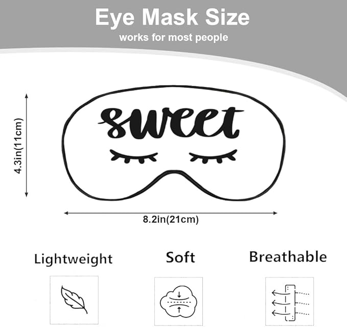 Sweet Dreams Eye Mask Sleeping Mask Cute Eyelashes White Sleep Masks Silky Soft Eye Cover for Women Men Shading Blindfold for Air Travel Sleeping