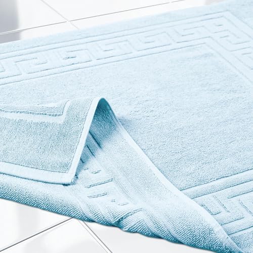 Superior Heavyweight Cotton Bath Mats, Bath Rugs For Bathroom Accessories, Washable Rug For Shower, Toilet, Modern Decor, No Backing, Luxury Hotel And Spa Quality, Set of 2, 22" x 35", Light Blue - Image 5