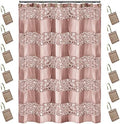 Zahari Home 13pc Sinatra Bathroom Shower Curtain Set - Blush Luxury Fabric With 12 Hooks - Unique Design Bling by ZahariHome
