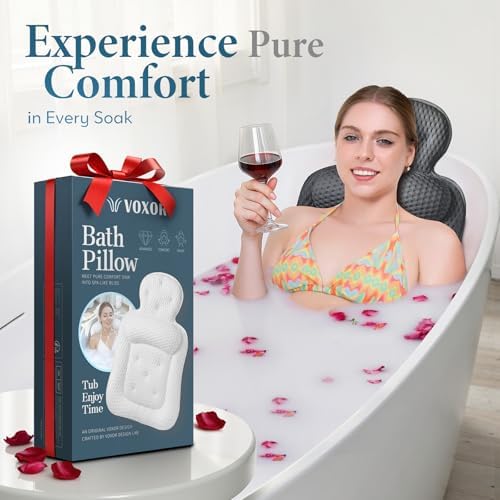 Bath Pillows for Tub, Comfortable Bathtub Cushion for Head and Neck with Soft 3D Mesh Fabric and 54 Non-Slip Suction Cups, Relaxing Tub and Shower Accessories Spa Gift Gray Standard - Image 7