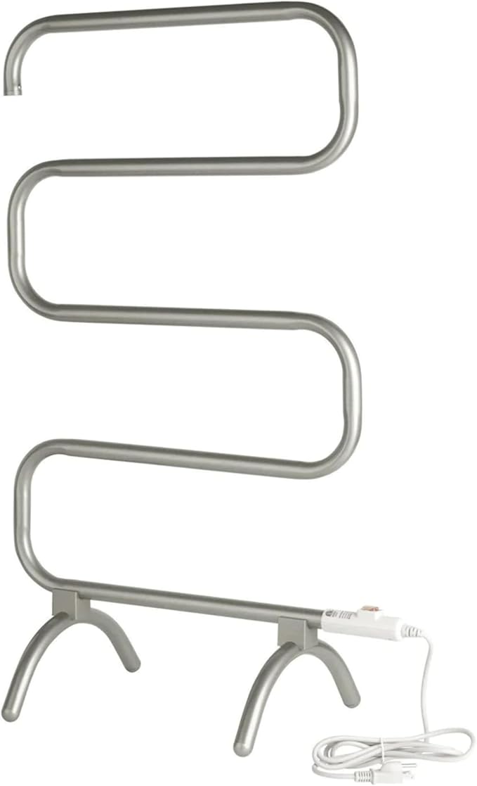 Warmrails Classic Towel Warmer - Free-Standing or Wall Mounted Towel Warmer Rack for Drying Towels and Garments - 37.5-Inch Nickel Finish Frame with 4 Bars - Model HCS