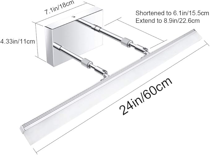 Aipsun 24 inch Dimmable LED Vanity Lights Adjustable Bathroom Light Fixtures Over Mirror Chrome Modern Vanity Lighting(White Light)