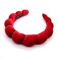 Headbands for Women Girls, Fashion Wide Headband Yoga Workout Head Bands Hair Accessories, Padded Fabric Hair Bands Red Velvet Headband, Red