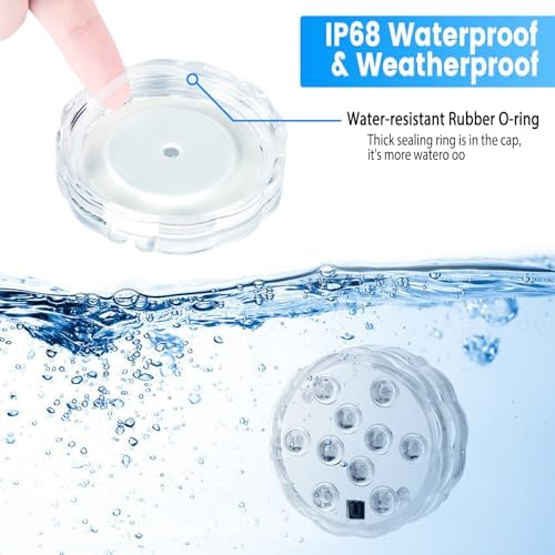 Bathtub Lights, Battery Powered Underwater Glow Light for Bathtime Bath Tub Spa Light Bathroom Shower Light, Bath Accessories for Women Relaxing, Remote Control Color Changing, RGB, 2pcs - Image 3