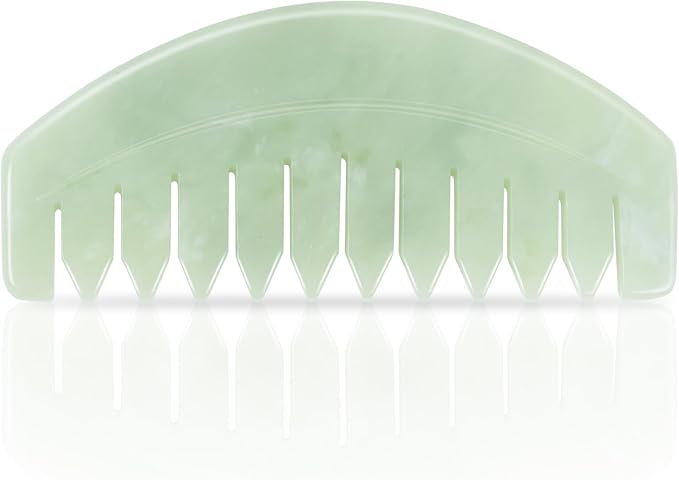 Large Scalp Massage Comb, Scalp Massager for Hair Growth, Head Scratcher for Itchy Scalp, Natural Gua Sha Jade Stone, Acupressure Meridian Brush