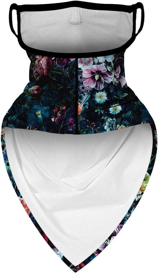 YAYOUREL Neck Gaiter Face Mask Bandanas for Men Women UV Face Scarf Cover Ear Loop Hole Facemask for Fishing Running Cycling