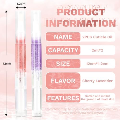 Meschett 2PCS Cuticle Oil Pens for Nail Care, Moisturizing Nail Oil Pen with Soft Brush, Hydrating Cuticle Oil for Dry Nails & Cuticles (Cherry & Lavender Flavor) - Image 2