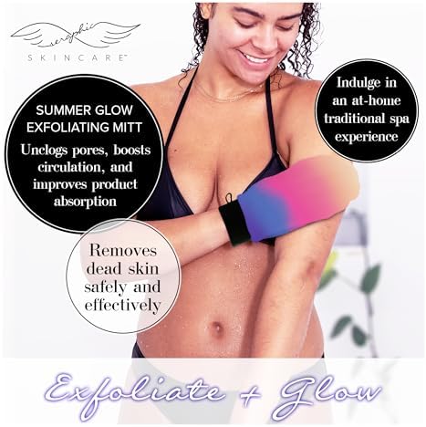 Summer Glow Body Exfoliating Mitt 1pc, Korean Washcloth & Body Scrub Glove - Image 2