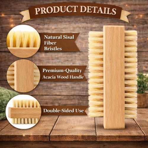 4 Pcs Wooden Nail brush Two Sided for Cleaning Fingernails,Fingernail Scrub Brushes Soft Stiff Bristles,Nature Wooden Scrubber Nails Toes Cleaning Brush for Men Women Kids - Image 3