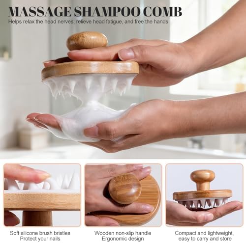 Bath Tools Set, 5 PCS Loofah Washcloth Combo 2-in-1, Suction Cup Bath Ball，Silicone Body Bath Brush with Waterproof Cosmetic Bag, for Body Wash and Smooth Skin - Image 5