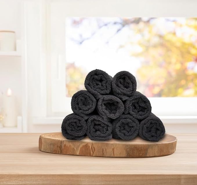 Premium 100% Cotton Hand Towels – Pack of 24, 16x27 Inch – Quick-Dry, Highly Absorbent Salon Towels for Hair Care, Gym, Spa & Bathroom – Charcoal Grey