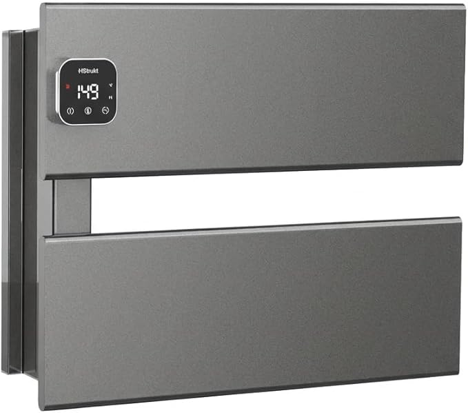 Electric Towel Warmer, Heated Towel Rack with Thermo Control and Timer, Fast Heating Towel Rail for Bathroom with Memroy Function, Work with Smart Plug, Left-Wiring, 2 Panel, Gun Gray