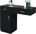 Wall Mount Styling Station for Hair Stylist,Wooden Hair Salon Station Storage Cabinet,Beauty Salon Storage Equipment,Beauty Spa Tool Organizer,with Drawers,for Barber Shop, Home, Bathroom (Black)