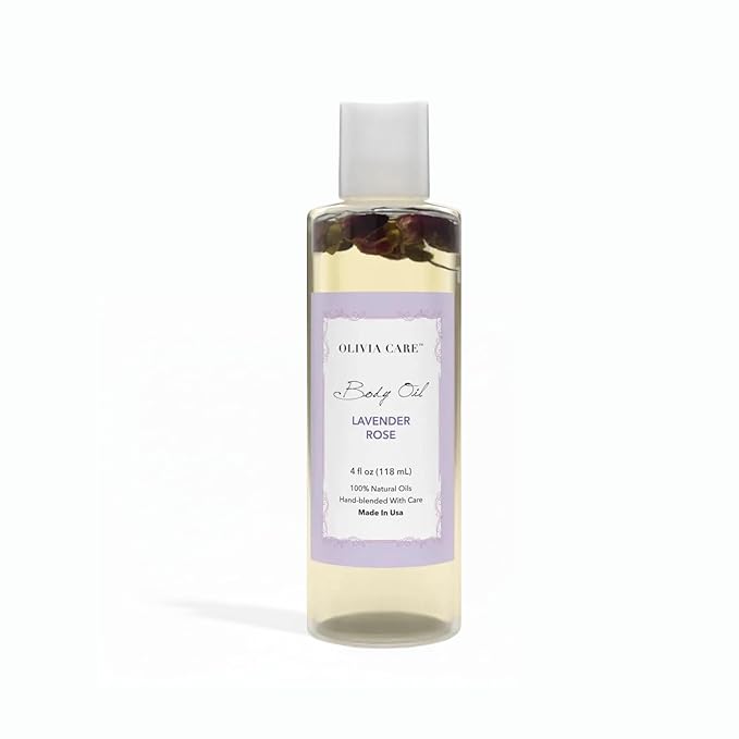 Olivia Care Body Oil Lavender Rose Vegan & Natural Perfume Oil For Women | Hydrating After Bath Oil- Infused with VITAMIN E, K & Omega Fatty Acids - Reduce Dry Skin, Anti-Aging (Lavender Rose)