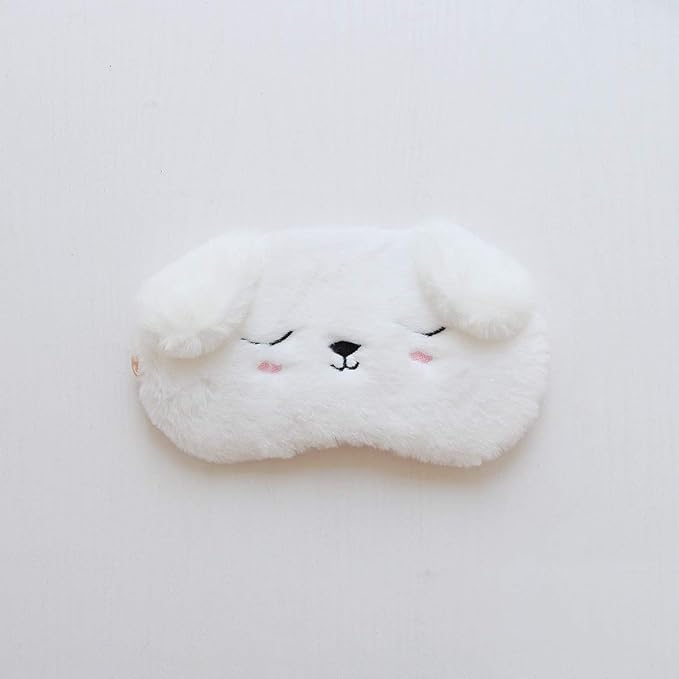Shinywear 2 Pcs Cute Sleepping Eyemask Black Cat & White Dog Animal Cartoon Style Silk Feeling Plush Eye-Shade Cover Blinder