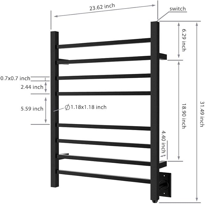 HEATGENE Towel Warmer, Heated Towel Warmer Rack, Wall-Mounted Hardwired/Plug-in Electric Towel Warmers for Bathroom, Hot Towel Rails - Matte Black