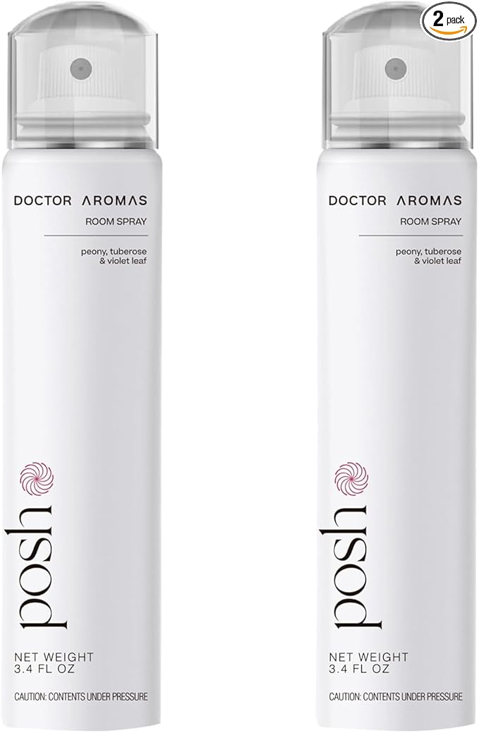 Doctor Aromas Premium Air & Room Spray – Peony & Tuberose Long-Lasting Fragrance for Home, Bedroom or Bathroom – Powered by Everspray Tech (Pack of 2, Posh)