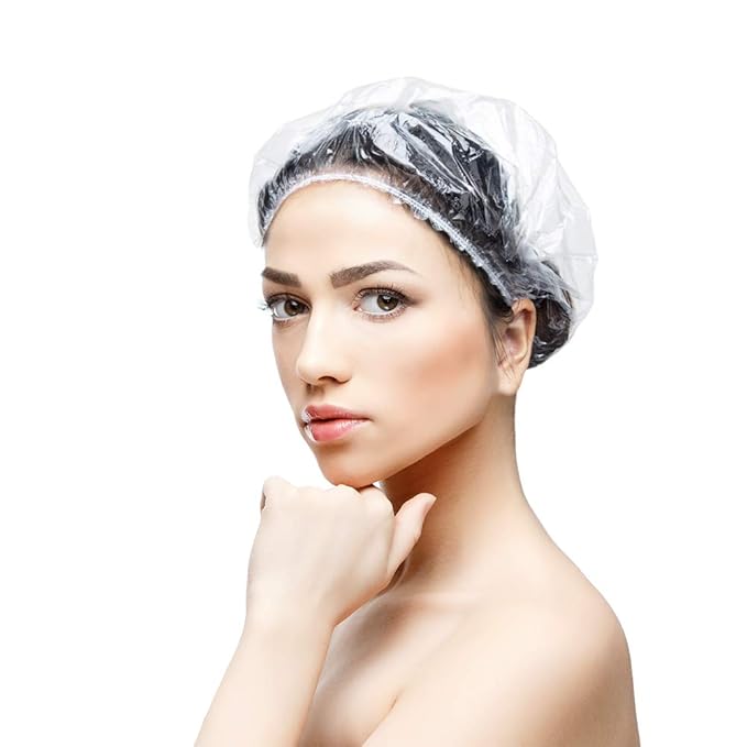 30pcs Disposable Shower Caps - Multi-Purpose Thickening Elastic Bath Cap Plastic Waterproof Clear Shower Cap Bath Shower Caps Women Spa,Men Hair Caps,Home Use,Hotel and Hair Salon, Travel.(Size 52CM)