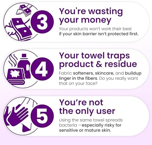 Clean Skin Club Healthy Aging Clean Towels® XL, Smooths, Treated for Extra Softness, Disposable Face Towels, Anti Aging Makeup Remover Dry Wipe, 2 Packs, 100 Ct Total - Image 5