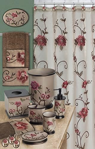 Zahari Home 4pc Larrisa Floral Bathroom Accessories Sets Modern Classic Flower Soap Dispenser, Tumbler, Tooth Brush Holder and Soap Dish Holder Luxury Decor Unique Design Stylish Bathroom Sets - Image 7