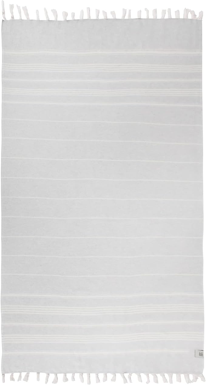 Beach Towel | Cotton Beach Towels, Easy to Carry, Sand Free, Highly Absorbent, Quick Dry, Turkish Towels for Travel Camping Bath Sauna Beach Gym Fitness Pool Yoga SPA by Lahammam, Asena, Gray