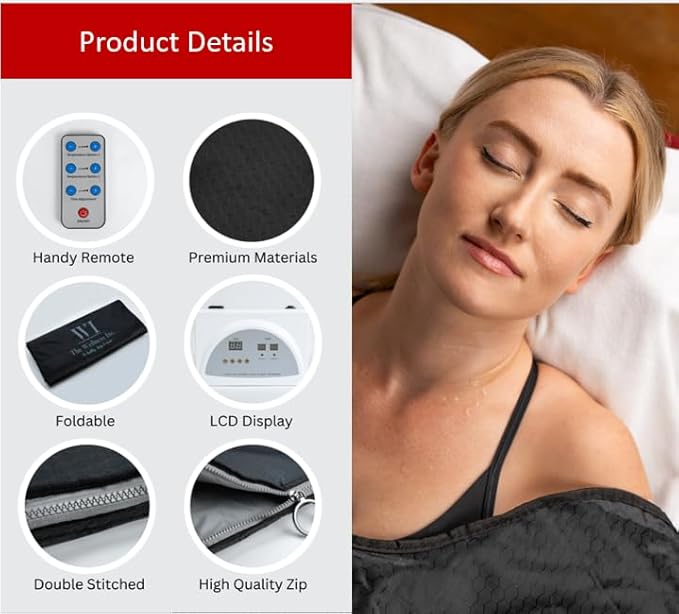 Infrared Sauna Blanket - Portable Infrared Sauna for Home, Personal Sauna for Women & Men - Odourless, Fireproof & Waterproof Material - Includes Wrap Up Towel & Carry Storage Bag