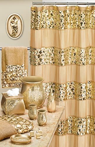 Zahari Home Sinatra Modern Bathroom Towel Set - 3 Piece Luxury Contemporary Decor Bling Champagne Gold Bath Towel Set Soft, Plush and Highly Absorbent - Image 4