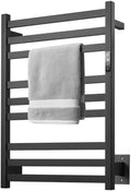 9-Bar Towel Warmer, Wall-Mounted Electric Heated Rack for Bathroom, 24-Hour Timer Smart Switch, 304 Stainless Steel Heated Towel Holder, Hard Wired an Plug in Electric Heated Dryer