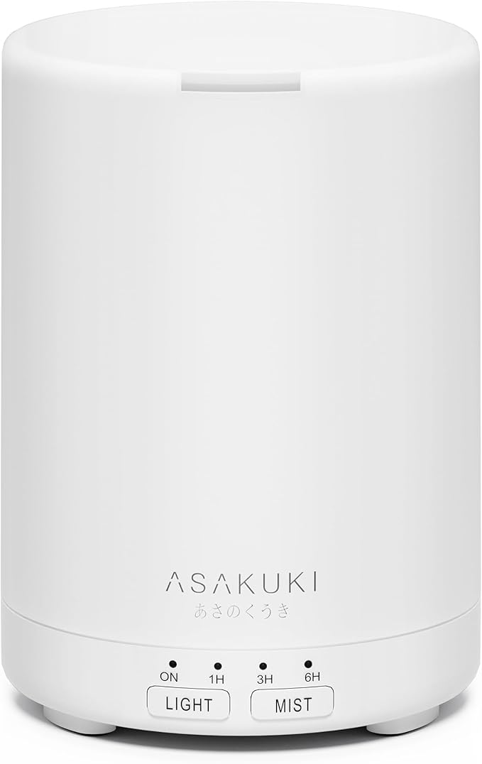 ASAKUKI Essential Oil Diffuser for Home, 300 ml Humidifier with Automatic Shut-Off, Quiet Aromatherapy Diffuser with 7 LED Lights for Living Room, Kitchen, Bedroom, Hotel, Gift for Mom - Pure White