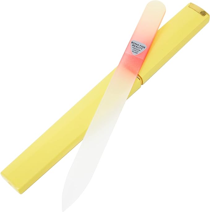 Bona Fide Beauty Czech Glass Nail File for Natural Nails, 1PC Gold Orange High Grit Crystal Nail Filer (180/240) Handcrafted Nail Care from the EU