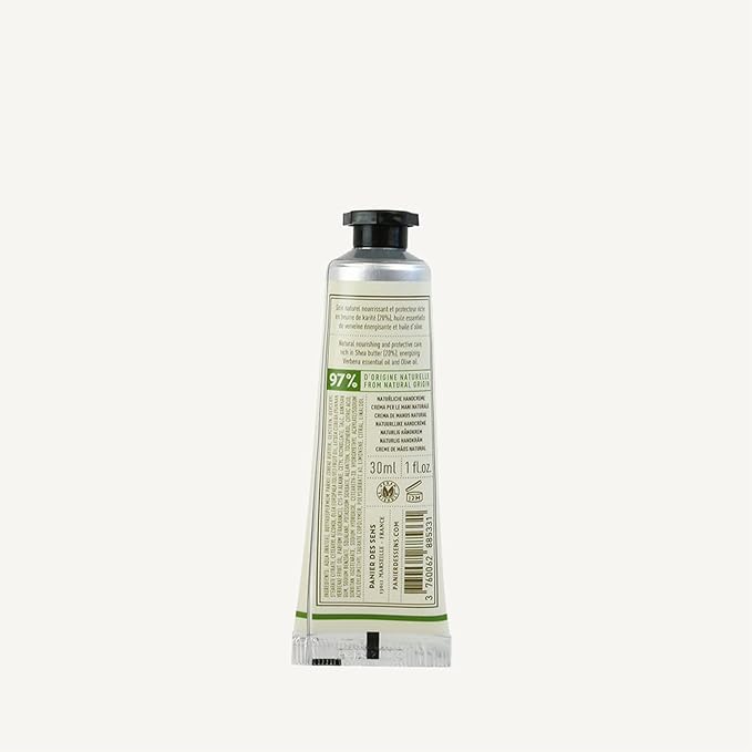 Panier des Sens - Small Hand Cream for Dry Cracked Hands - Lemon Verbena Mini Hand Lotion for Dry Skin - With Shea Butter and Olive Oil - Hand Care 97% Natural Ingredients - Travel Size 1 floz