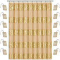 Zahari Home 13pc Sinatra Bathroom Shower Curtain Set - Gold Curtain & 12 Champagne Hooks - Luxury Fabric Bling Unique Beautiful Set by ZahariHome
