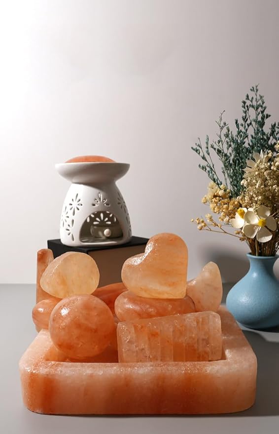 2 Pcs Heart Shape Himalayan Salt Massage Stones Hot Massage Cold Massage Stones Set Warm Rocks Kit for Facial SPA