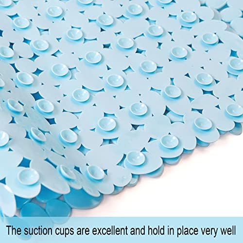 Bathtub Mat Non Slip Pebble Bath Shower Mat 35"X16" with Suction Cups,Blue - Image 5