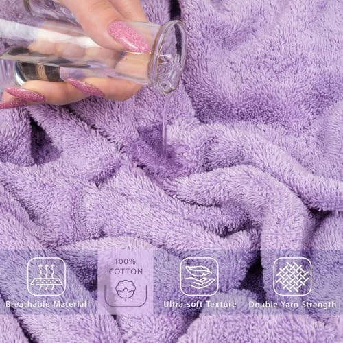 Cotton Paradise 100% Cotton Turkish Towel Set, Soft Absorbent Quick Dry, 2 Piece 35x70 Bath Sheet Set, Lilac - Image 4