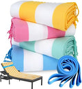 Genovega 4 Packs Oversized Turkish Beach Towels Thin Quick Dry Sand Free Pool Swim Bathing Towel Extra Large Travel Blanket Adult Essentials Accessories Summer Vacation Stripe by genovega
