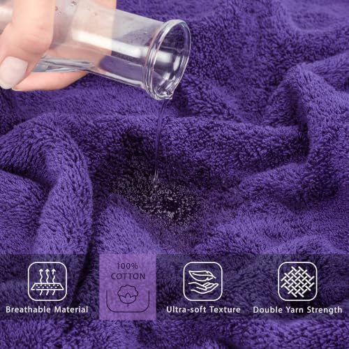 Cotton Paradise 100% Cotton Turkish Towel Set, Soft Absorbent Quick Dry, 2 Piece 35x70 Bath Sheet Set, Violet Purple - Image 4