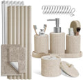 Clara Clark Beige Bathroom Set - Bathroom Sets with Shower Curtain and Rugs, 21PC Bathroom Accessory Set, Shower Curtain Set with Soap Dispenser & Toothbrush Holder by ClaraClark