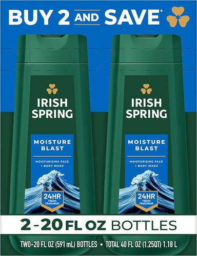 Irish Spring Moisture Blast Body Wash for Men,20 Fl Oz,(Pack of 12)