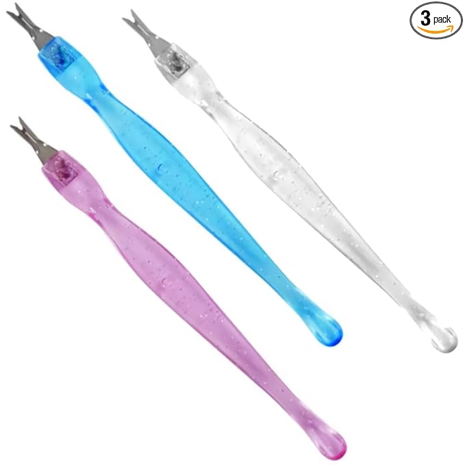 (3 Pack) Color Practical Nail Art Tools Pedicure Cuticle Trimmer Remover Pusher Dead Skin Callus Removal Fork