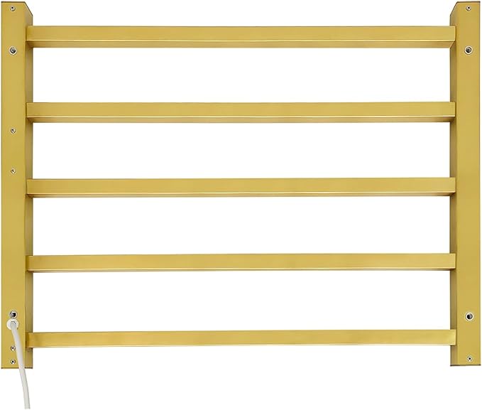 5 Bars Luxury Towel Warmers Wall Mounted Heated Towel Rack, Towel Warmer for Bathroom with Timer & Temperature Multi-Level Adjustable, Hardwired and Plug-in Compatible (Brushed Gold)