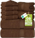 Utopia Towels 8-Piece Premium Towel Set, 2 Bath Towels, 2 Hand Towels, and 4 Wash Cloths, 600 GSM 100% Ring Spun Cotton Highly Absorbent Towels for Bathroom, Gym, Hotel, and Spa (Brown) by UTOPIATOWELS