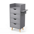 OmySalon Salon Station, 4 -Layer Beauty Barber Salon Styling Station Organizer Equipment, Hair Stylist Storage Cabinet with 2 Hair Dryer Holders, 4 Drawers and Raised Table Legs, Grey