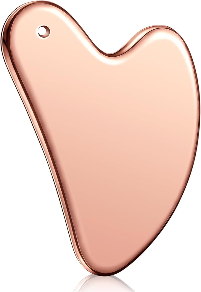 Nuanchu Stainless Steel Gua Sha Facial Tool, Metal Gua Sha for Lymphatic Drainage, Guasha Face Sculpting Double Chin Reduce with Pouch Mother Day Self Care Gift(Pink)