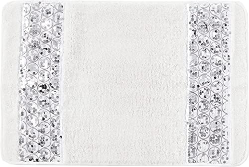 Zahari Home Sinatra Modern Bathroom Rug Classic Luxury Bath Rug Contemporary Decor Stylish Bath Mat for Shower Unique Design White Bathroom Rug Bath Shower Tub Decor Bling - Image 5