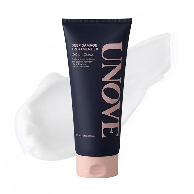 UNOVE Deep Damage Repair Hair Mask - Protein Hair Treatment & Hair Mask for Damaged Hair | Deep Conditioning & Keratin Hair Mask for Dry, Frizzy Hair | Korean Hair Care | Warm Petal, 10.82 fl oz