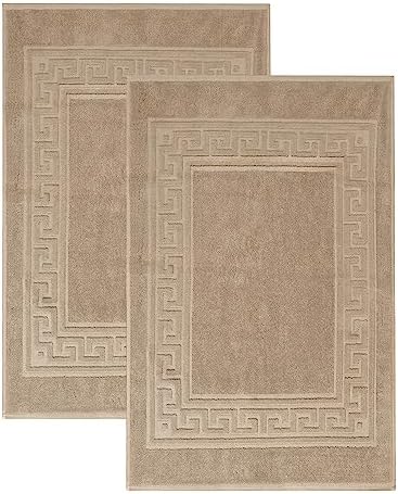 Superior Heavyweight Cotton Bath Mats, Bath Rugs For Bathroom Accessories, Washable Rug For Shower, Bath, Toilet, Modern Decor, No Backing, Luxury Hotel And Spa Quality, Set of 2, 22" x 35", Taupe by SUPERIOR